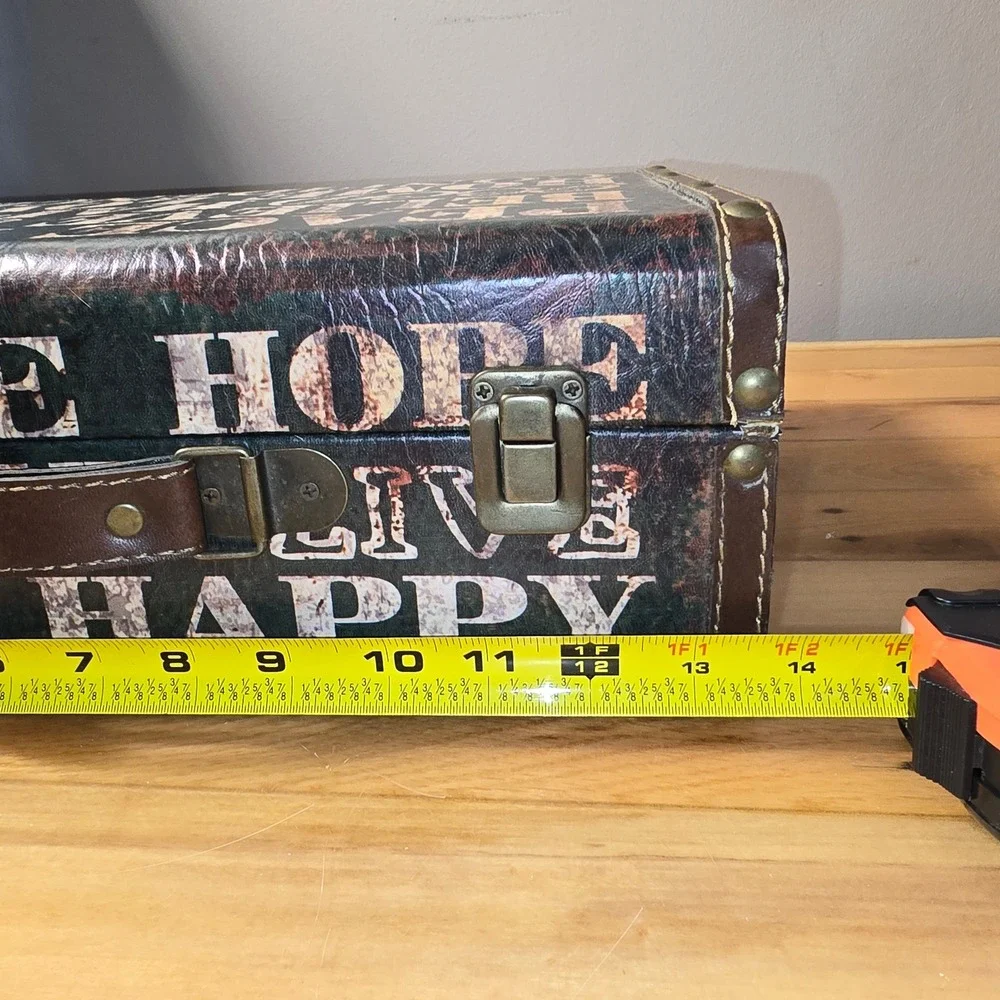 Vintage Style Inspirational Typography Decorative Storage Trunk Suitcase Box